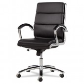 Black Leather Computer Office Desk Chair with Padded Arms