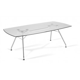 Tempered Glass Top Conference Table with Stainless Steel Frame 39" x 77"