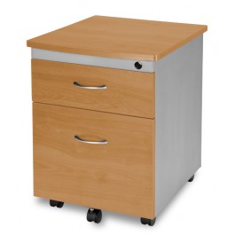 Two Drawer Lockable Mobile Pedestal in Maple Finish