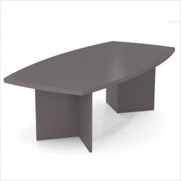 Boat Shaped Light Board Top Conference Table In Slate